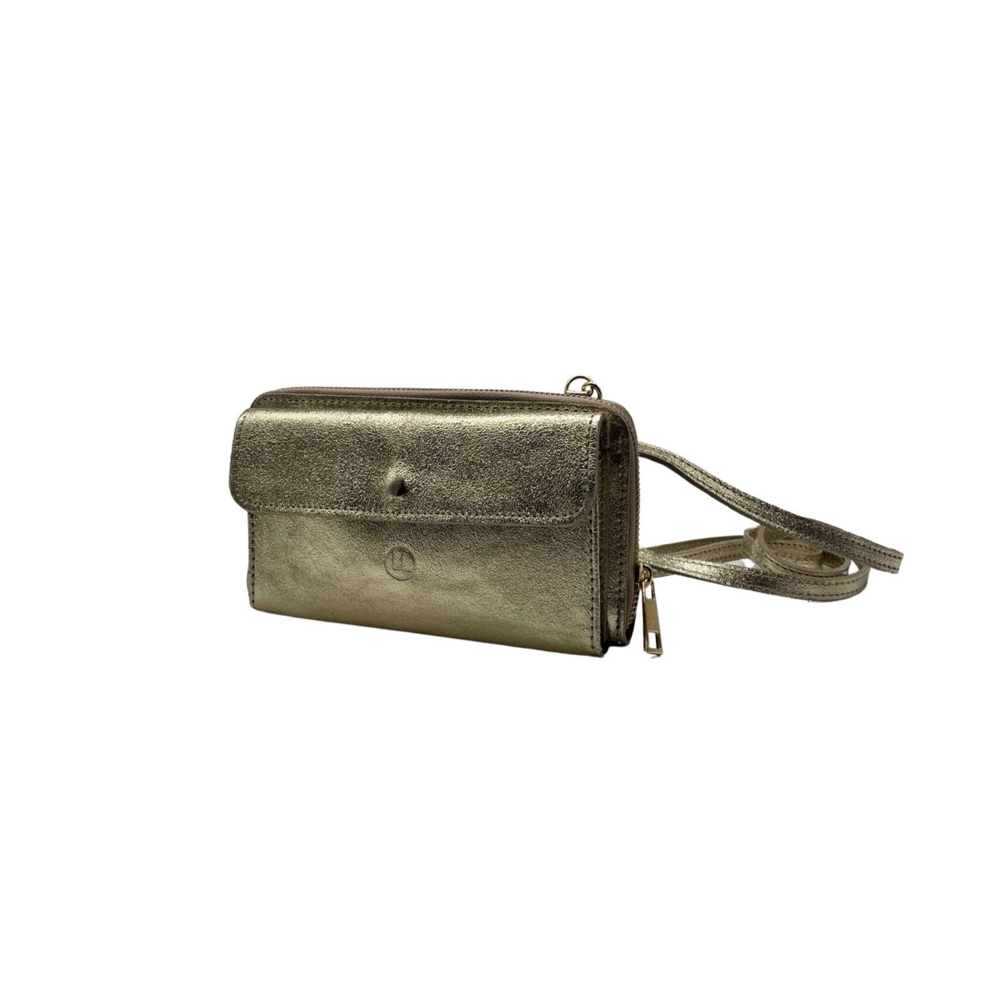 Pochette Léa cuir irisé platine