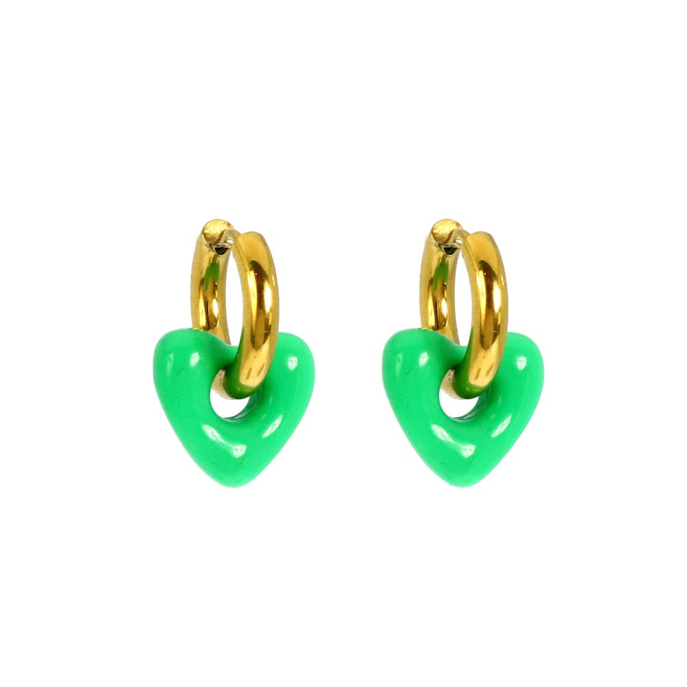 Boucles d'oreilles Sursta - Coeur vert