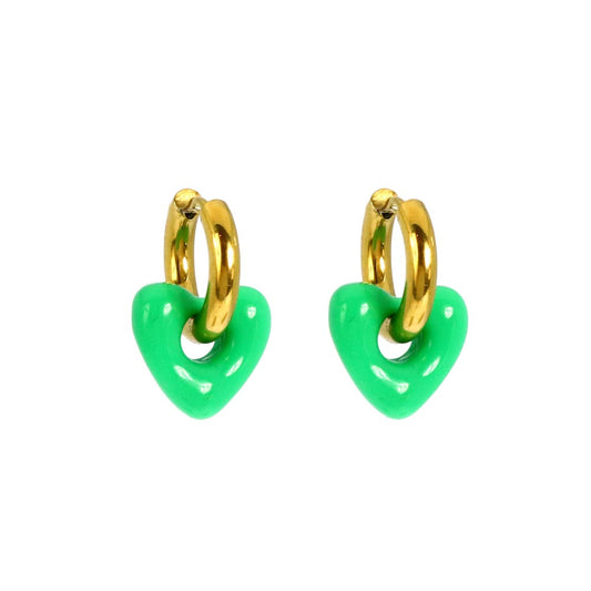 Boucles d'oreilles Sursta - Coeur vert