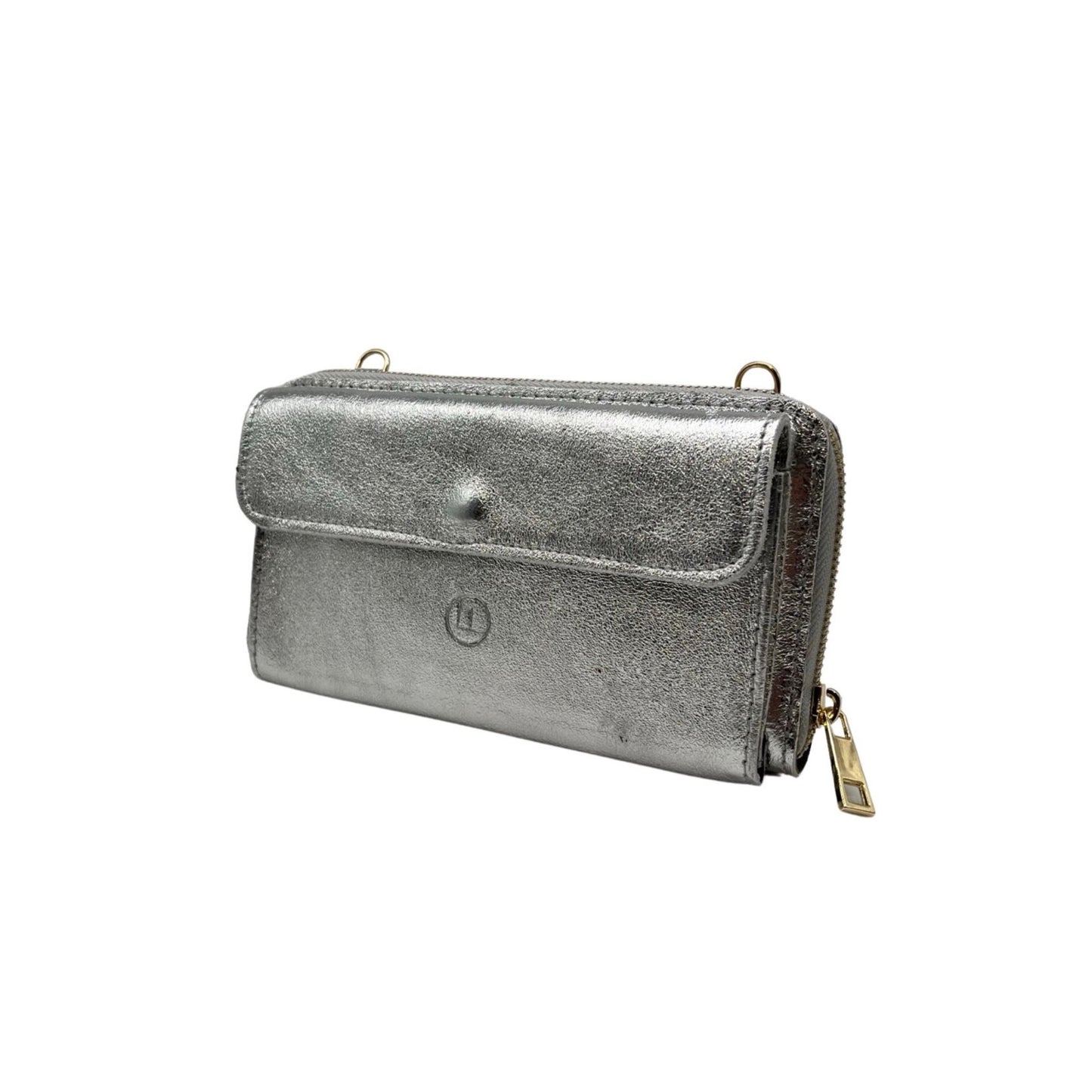 Pochette Léa cuir irisé argent