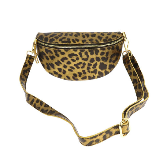 Sac en cuir banane leopard