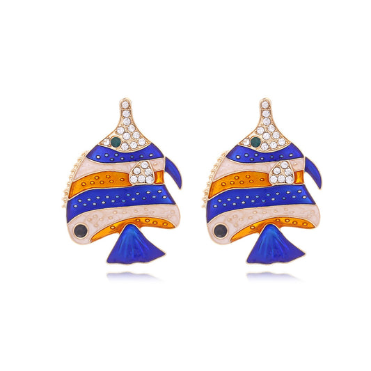 Boucles d'oreilles poissons bleus