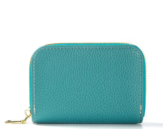 Porte monnaie en similicuir turquoise