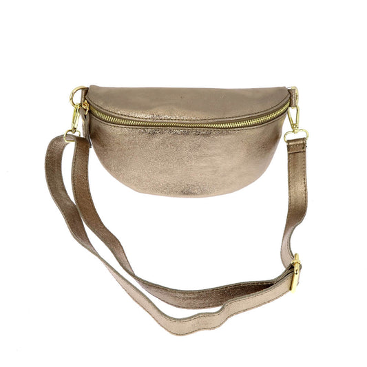 Sac en cuir banane taupe