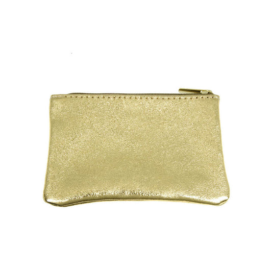 Pochette dorée zippée en cuir - Taille S