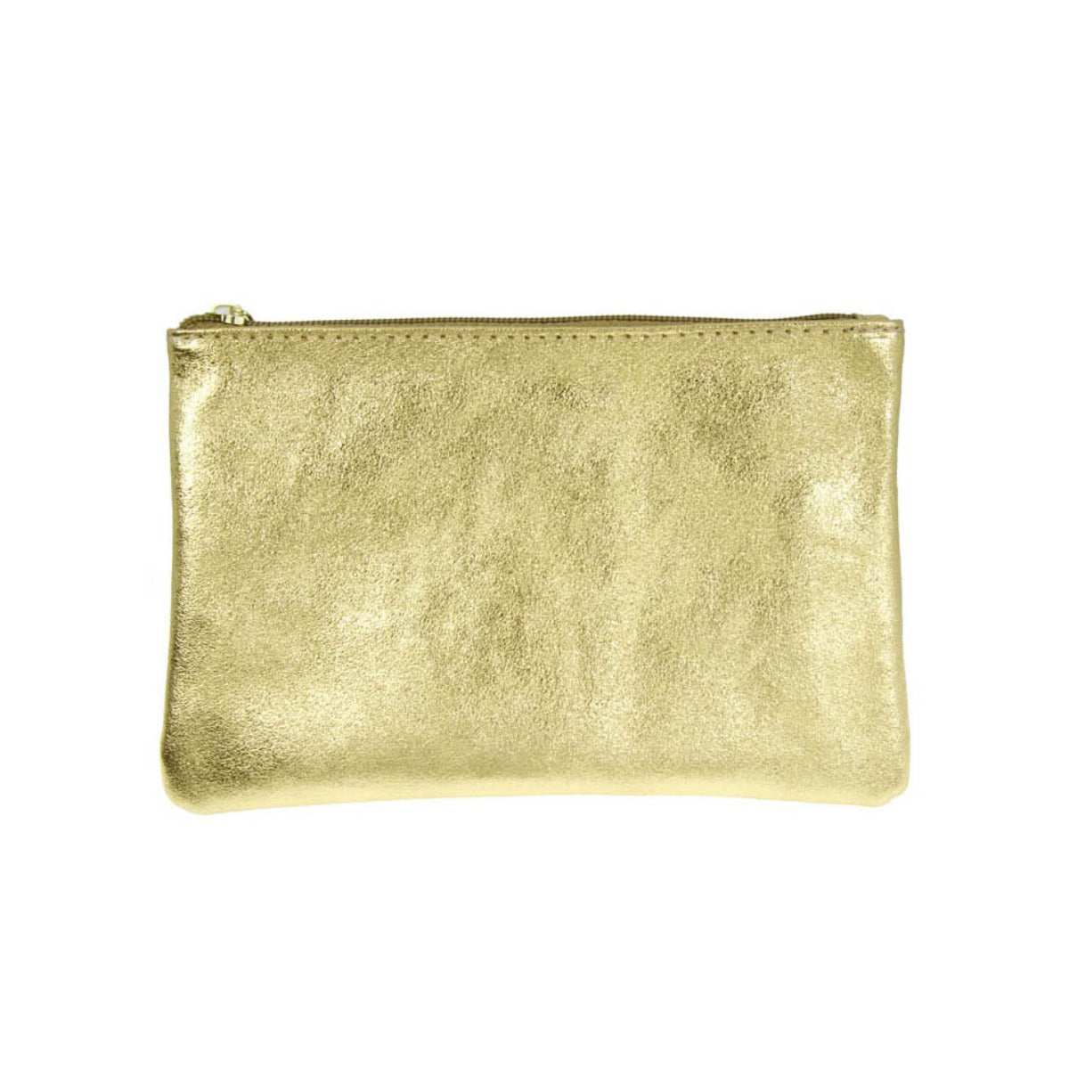 Pochette doré zippée en cuir - Taille L